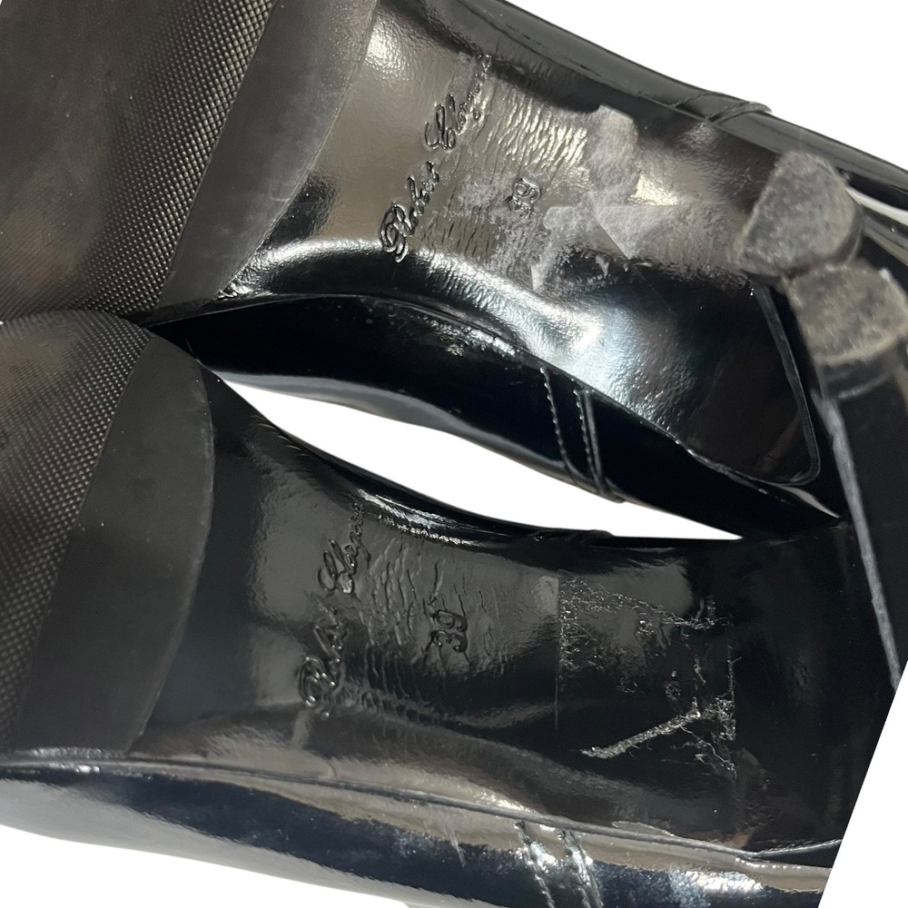 Robert Clergerie Black Patent Leather Pointed Toe Chelsea Bootie Heels Womens 39 - Picture 7 of 14